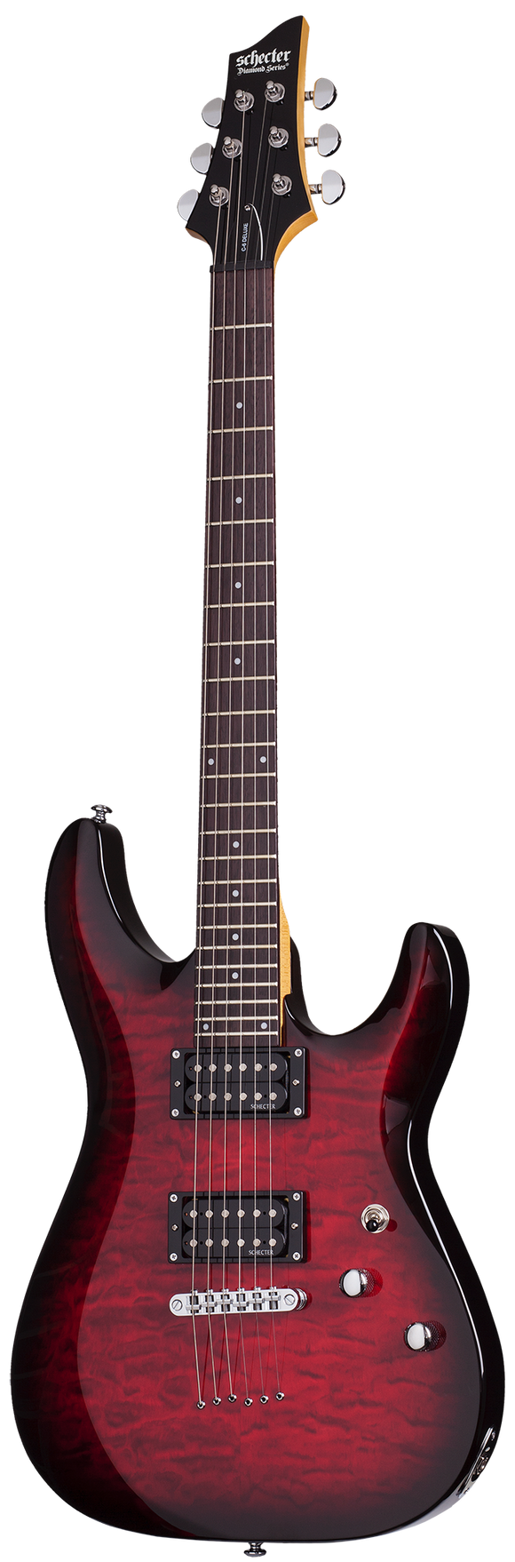 Schecter C-6 Plus 6 String Electric Guitar - Transparent Cherry Burst