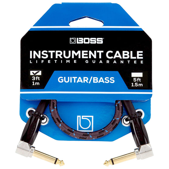 BOSS 3ft / 1m Instrument Cable, Angled/Angled 1/4