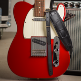 Fender Mustang Leather Guitar Saddle Strap, Long, Black