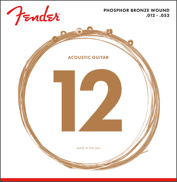 Fender Bronze Acoustic Guitar Strings, Ball End, 60L .012-.053