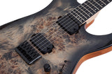 Schecter C-6 Pro Electric Guitar Burl Top, Coil Split Tap, Charcoal Burst