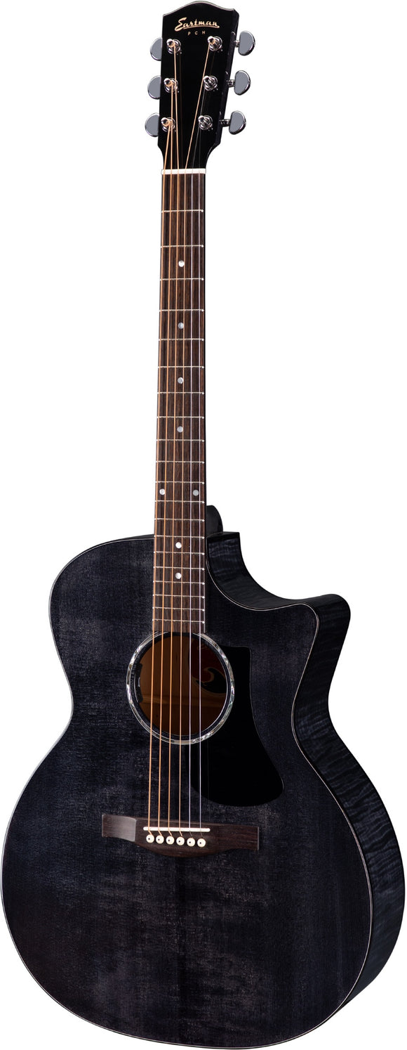 Eastman Guitars PCH3-GACE-TBK Grand Auditorium Acoustic Guitar, Hardshell Case, Trans Black