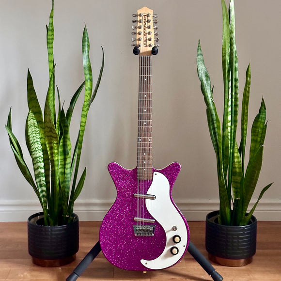 Danelectro 59 12-String Electric Guitar, DC 12, Purple Sparkle With Case