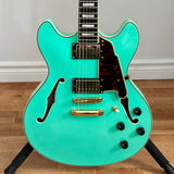 D'Angelico Excel Double Cut Semi-Hollow Guitar w/ Stop-Bar Tail Piece, Seafoam Green