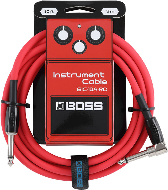 BOSS 10' Straight/Angle Instrument Cable - Red