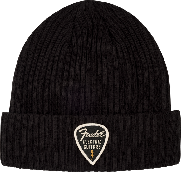 Fender Pick Patch Ribbed Beanie, Black