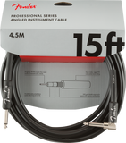 Fender Professional Series Instrument Cable, Straight/Angle, 15', Black
