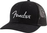 Fender Silver Thread Logo Snapback Trucker Hat, Black