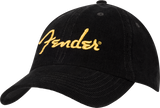 Fender Fender Gold Spaghetti Logo Corduroy Baseball Hat, Black, One Size