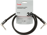 Fender Professional Series Instrument Cables, Angle/Angle, 3', Black