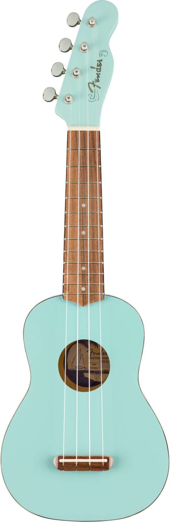Fender Venice Soprano Uke, Walnut Fingerboard, Daphne Blue
