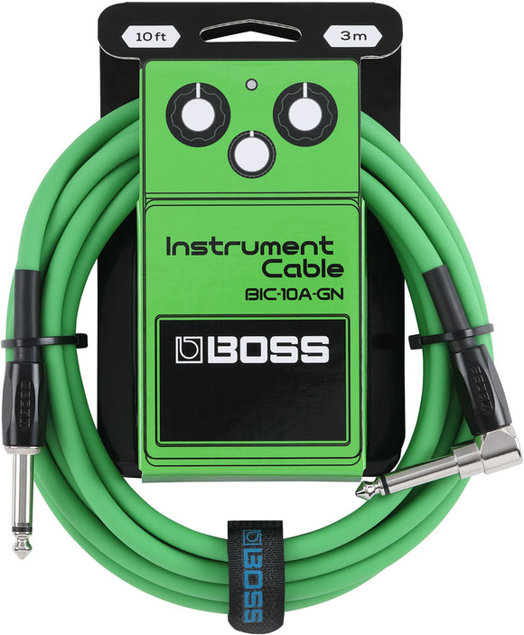 BOSS 10' Straight/Angle Instrument Cable - Green