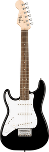 Squier Mini Stratocaster Left-Handed, Laurel Fingerboard, White Pickguard, Black