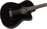 Fender CN-140SCE Nylon Thinline, Walnut Fingerboard, Black w/case