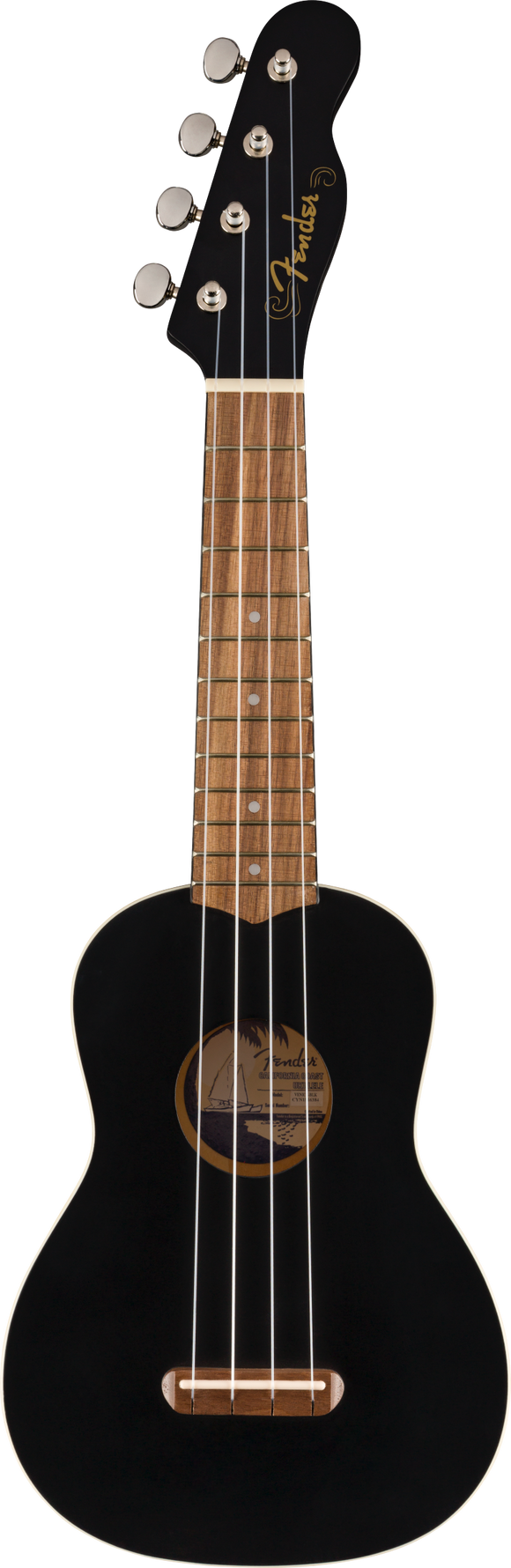 Fender Venice Soprano Uke, Walnut Fingerboard, Black