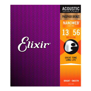 Elixir Nanoweb Phosphor-Bronze Acoustic Strings - Medium, 13-56