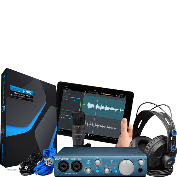 PreSonus AudioBox iTwo Studio Bundle, Black and Blue