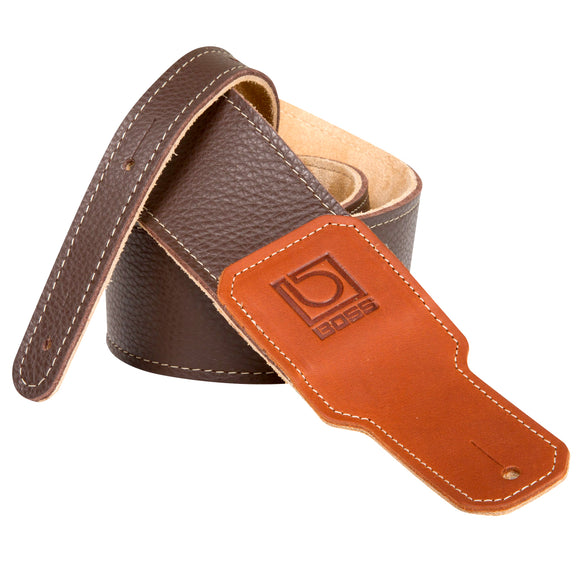 BOSS Brown Leather Guitar Strap 3
