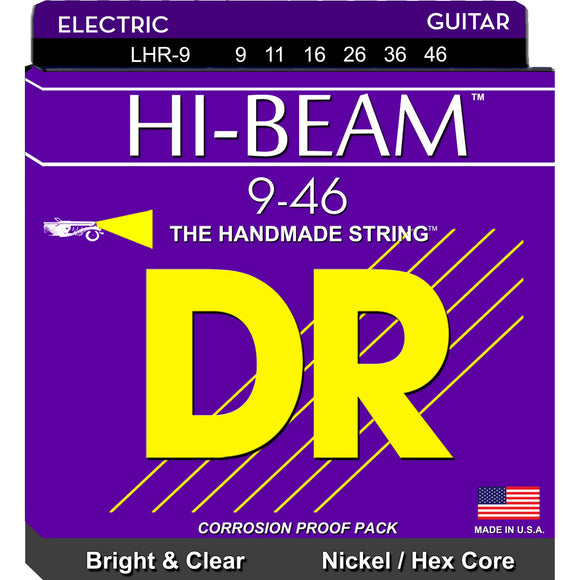 DR Hi-Beam LHR-9/46 Nickel-Plated Steel Hex Core Electric Strings Light - Heavy 9-46