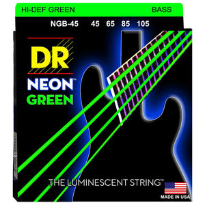 DR NGB-45 NEON Hi-Def Green Coated Bass Strings - Medium, 45-105