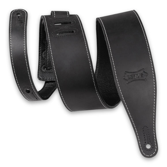 Levy's 2.5'' Pull-up Butter Leather Guitar Strap - Black