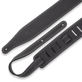 Levy's 2.5'' Double Stitch Butter Leather Guitar Strap - Black