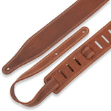 Levy's 2.5'' Double Stitch Butter Leather Guitar Strap - Brown