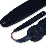 Levy's 3.5-inch Padded Garment Leather Guitar And Bass Strap - Black