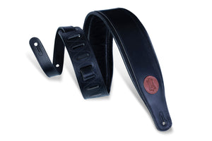 Levy's 3" Signature Series Veg-Tan Leather Guitar Strap with Foam Padding - Black