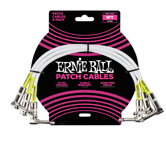 Ernie Ball 1' Angle / Angle Patch Cables - 3 Pack White