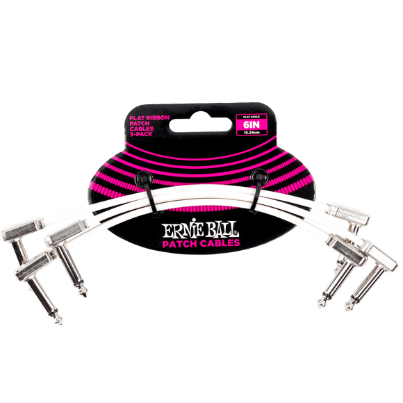 Ernie Ball 6'' Flat Ribbon Patch Cable 3 Pack - White