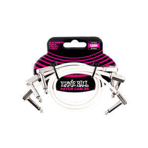 Ernie Ball 12'' Flat Ribbon Patch Cable 3 Pack - White
