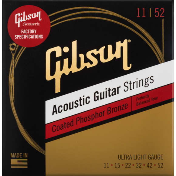 Gibson Coated Phosphor Bronze Acoustic Strings - Ultra Light 11 - 52