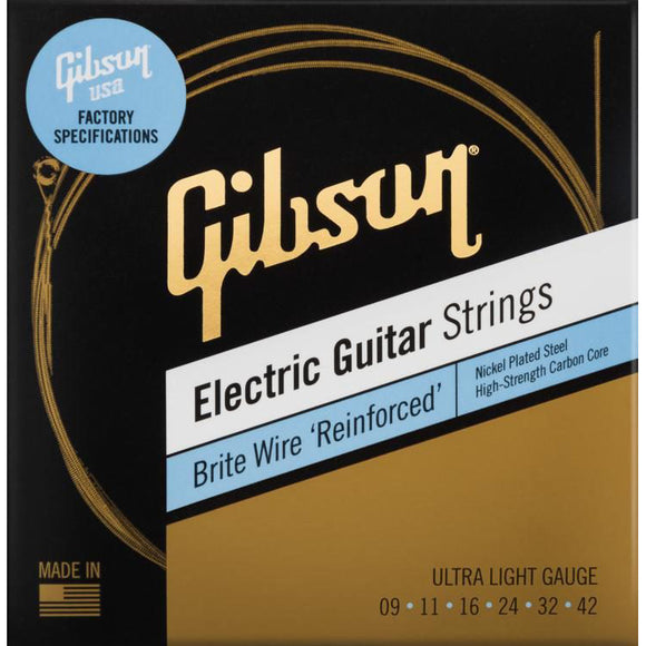 Gibson Brite Wire 'Reinforced' Electric Guitar Strings Ultra Light Gauge 9-42