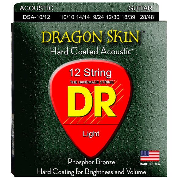DR DSA-10/12 Dragon Skin Coated Acoustic Strings 12 String 10-48