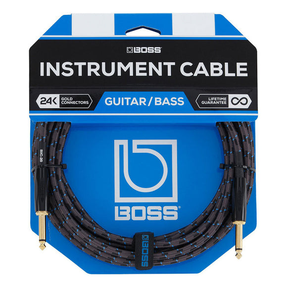 BOSS 25ft / 7.5m Instrument Cable, Straight/Straight 1/4
