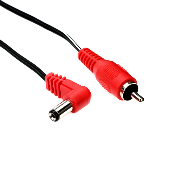 Cioks Type 2 - 5,5/2,1mm DC Plug, Centre Positive, L-Shape, 50cm Red