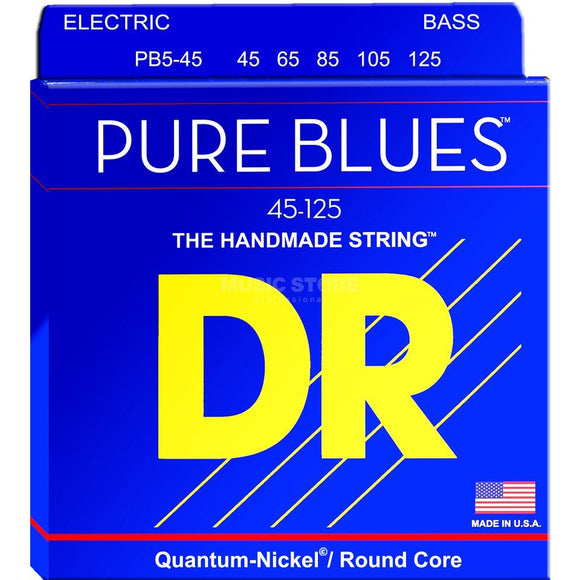 DR Pure Blues Bass Strings Medium (45-125) w/ Quantum Nickel Alloy PB5-45