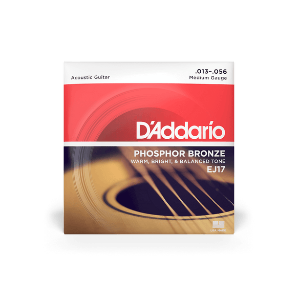 D'Addario EJ17 Phosphor Bronze Acoustic Strings, Medium 13-56