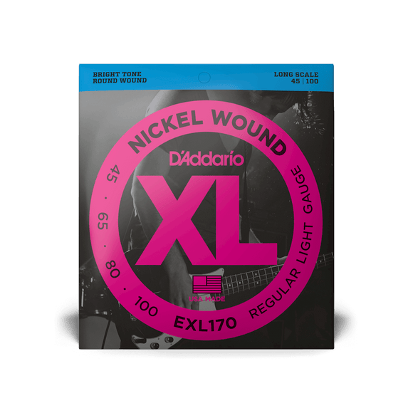 D'Addario EXL170 XL Nickel Wound Bass Strings - Light/Long, 45-100