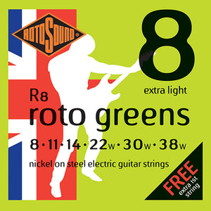 Rotosound Nickel Roto Greens 8-38 Extra Light Electric Strings