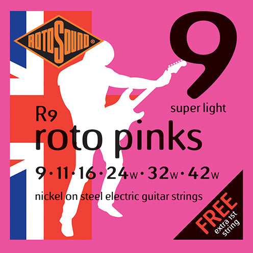 Rotosound Nickel Roto Pinks 9-42 Super Light Electric Strings