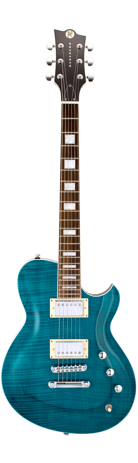 Reverend Roundhouse FM, Turquoise Flame Maple