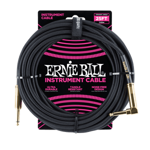 Ernie Ball 25' Braided Instrument Cable Straight/Angle Black