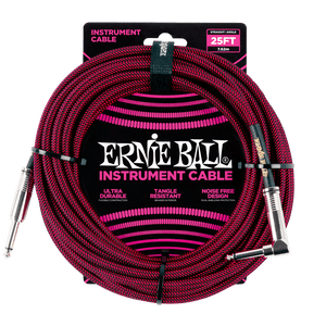 Ernie Ball 25' Braided Instrument Cable Straight/Angle Red