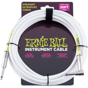 Ernie Ball 20' Straight/Angle Instrument Cable - White